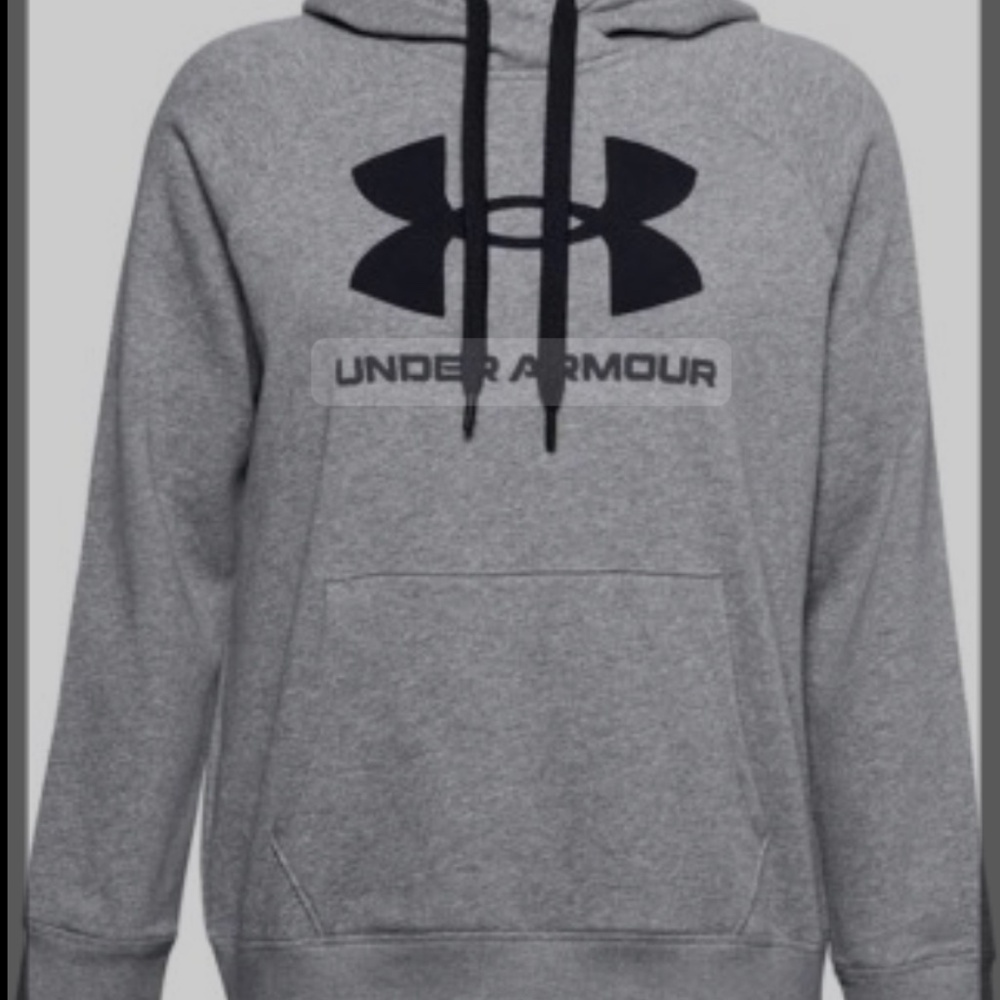 Under Armour Gray Hoodie (Large Black Logo)